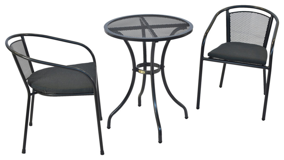 BALKONSET  - Graphitfarben/Grau, MODERN, Kunststoff/Metall - Gardenson