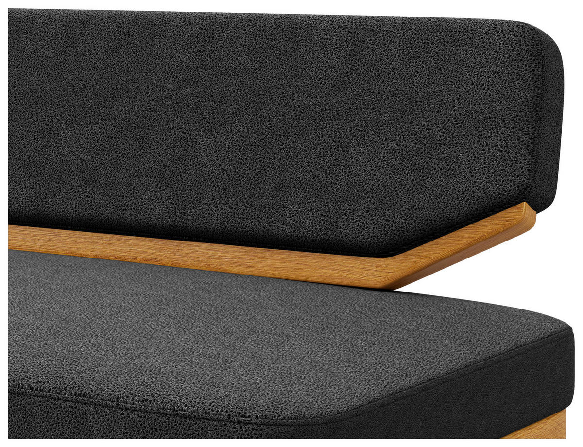 SITZBANK 190/80/52 cm Flachgewebe Eichefarben, Dunkelblau Eiche massiv  - Eichefarben/Dunkelblau, Basics, Holz/Textil (190/80/52cm) - Carryhome