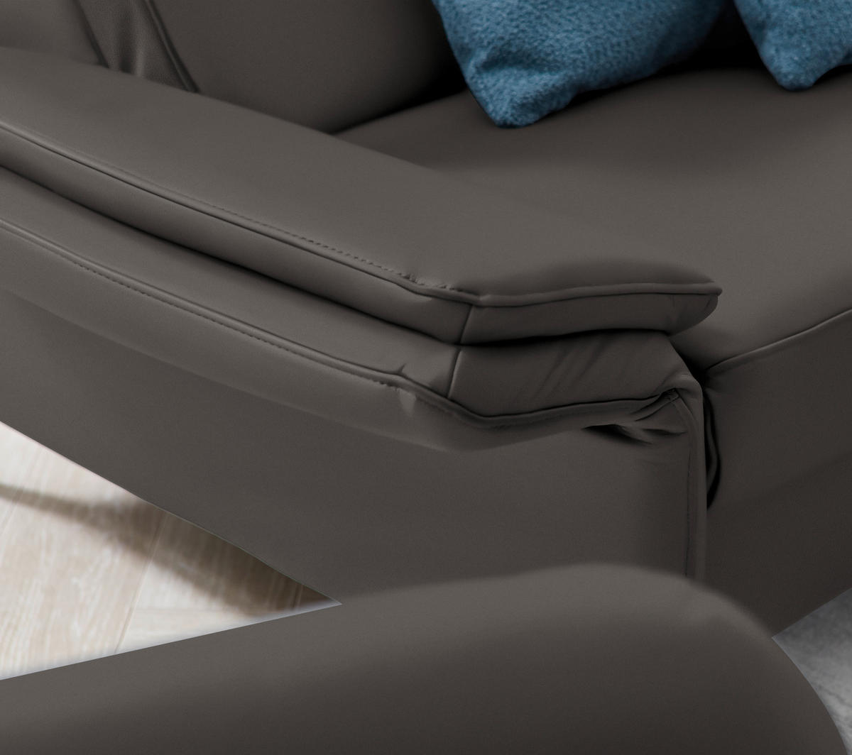 2,5-SITZER in Leder Mokka  - Schwarz/Mokka, Design, Leder/Metall (164/84/99cm) - Dieter Knoll