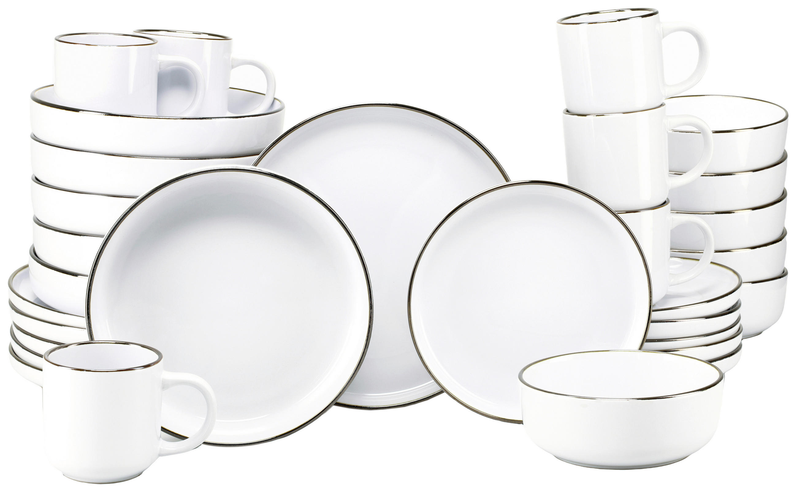 KOMPLETT SERVIS Nordic Festive Weiss 30 delar  - vit/guldfärgad, Basics, keramik - Creatable