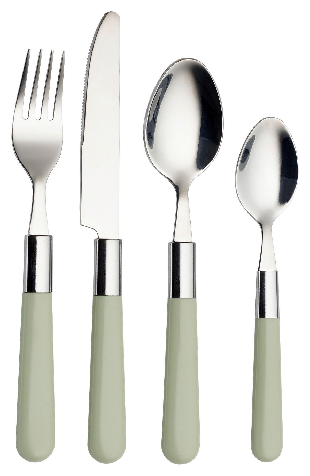 BESTECKSET Bistro 16-teilig Edelstahl  - Grün, Design, Kunststoff/Metall - Echtwerk
