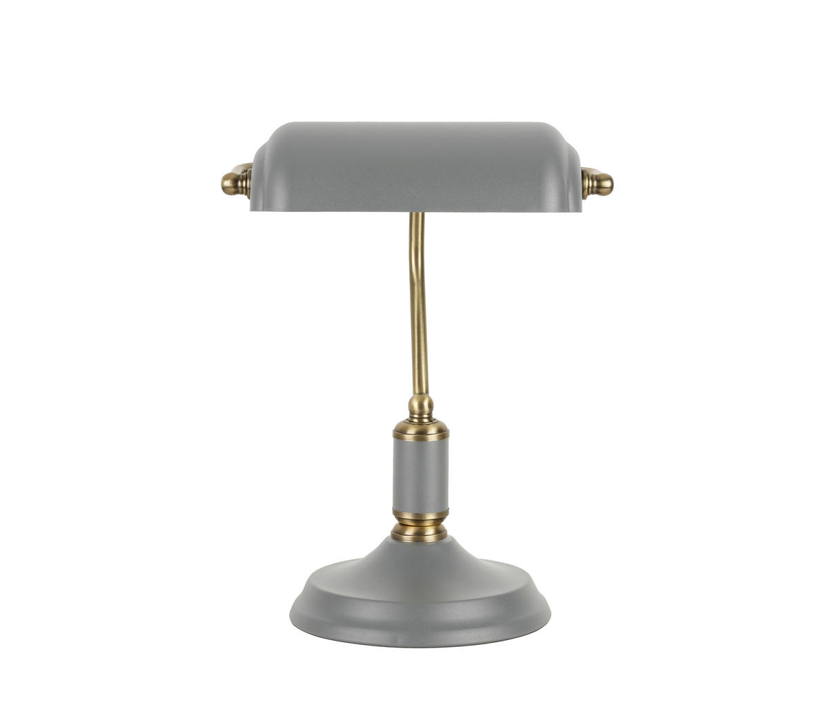 STOLNÍ LAMPA, E27, 37/26,5/18 cm - šedá/barvy mosazi, Konvenční, kov (37/26,5/18cm) - Novel