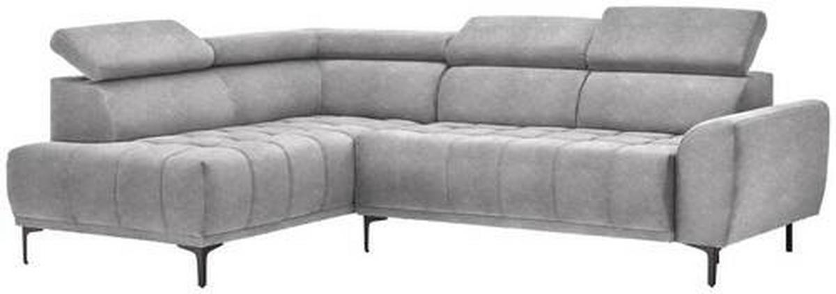 ECKSOFA in Velours Grau  - Schwarz/Grau, Design, Textil/Metall (191/261cm) - Stylife