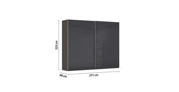 SCHWEBETÜRENSCHRANK 271/223/68 cm 2-türig Graphitfarben, Schwarz  - Alufarben/Graphitfarben, Design, Glas/Holzwerkstoff (271/223/68cm) - Xora