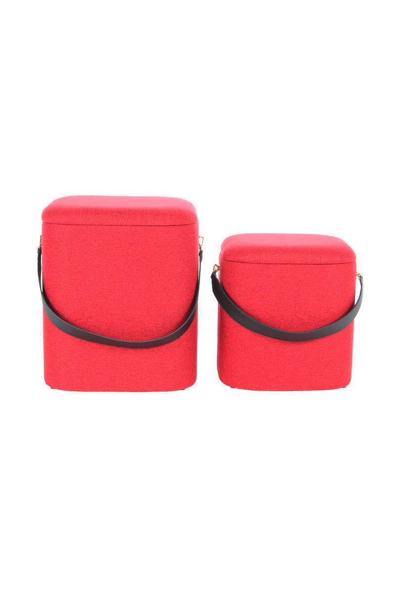 HOCKERSET in Rot, Schwarz  - Rot/Schwarz, Basics, Kunststoff/Textil (29,5+35,5cm) - Kayoom
