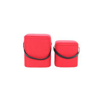 HOCKERSET in Rot, Schwarz  - Rot/Schwarz, Basics, Kunststoff/Textil (29,5+35,5cm) - Kayoom