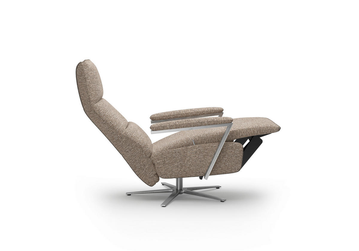 RELAXSESSEL TV VARIO COMFORT E L3 Chenille Kopfteilverstellung, Rücken echt    - Silberfarben/Cappuccino, Basics, Textil/Metall (70/128/85cm) - Sit & More
