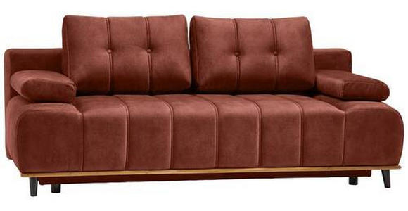 SCHLAFSOFA in Webstoff Rostfarben  - Rostfarben/Schwarz, Design, Holz/Textil (206/77-87/102cm) - Novel