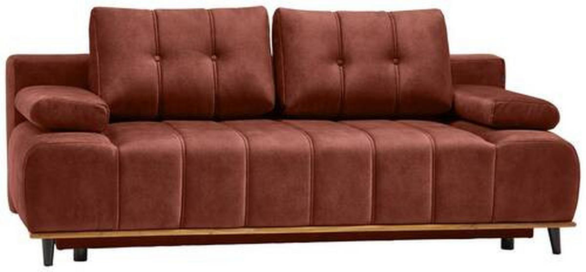 BÄDDSOFFA i vävt tyg rostfärgad  - svart/rostfärgad, Design, trä/textil (206/77-87/102cm) - Livetastic