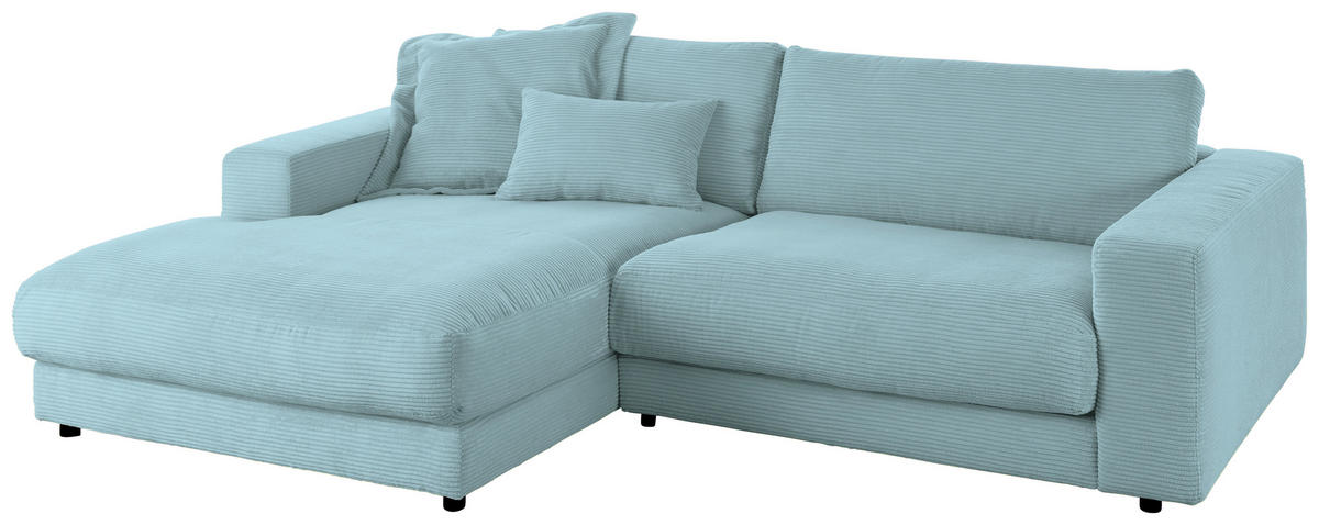 ECKSOFA in Cord Hellblau  - Schwarz/Hellblau, Design, Kunststoff/Textil (190/270cm) - Lomoco
