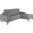 ECKSOFA Grau Chenille  - Schwarz/Grau, KONVENTIONELL, Textil/Metall (264/178cm) - Hom`in