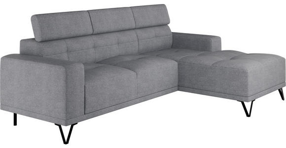 ECKSOFA Grau Chenille - Schwarz/Grau, KONVENTIONELL, Textil/Metall (264/178cm) - Hom`in