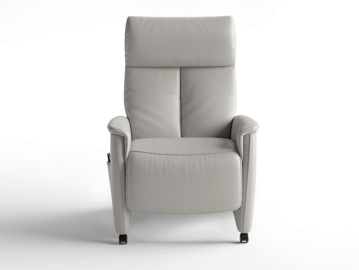 RELAXAČNÉ KRESLO, koža, svetlosivá - čierna/svetlosivá, Basics, koža/plast (76/114/84cm) - Sit & More