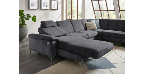 WOHNLANDSCHAFT in Chenille Dunkelgrau - Dunkelgrau/Alufarben, Design, Textil/Metall (170/333/265cm) - Dieter Knoll