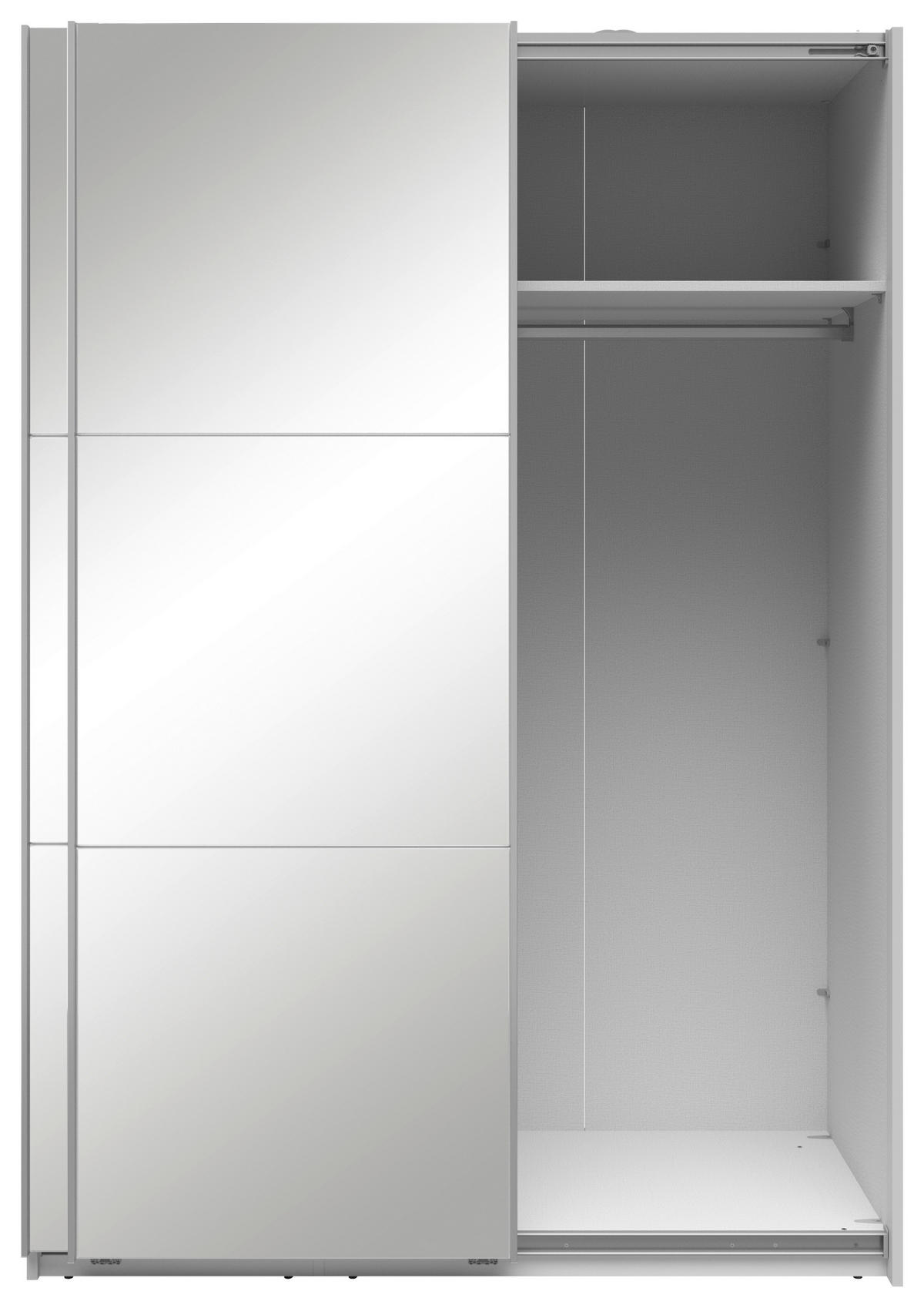 SCHWEBETÜRENSCHRANK 150/216/64 cm 2-türig Weiß  - Silberfarben/Weiß, Basics, Glas/Holzwerkstoff (150/216/64cm) - Boxxx