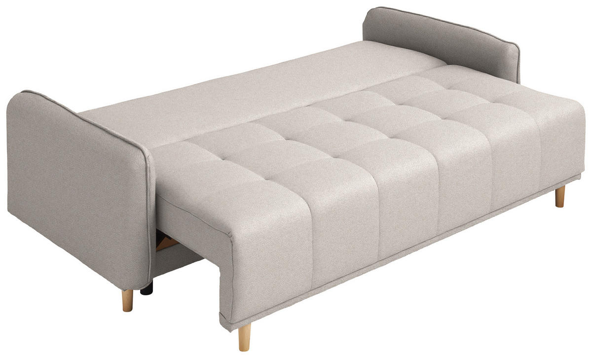 SCHLAFSOFA  in Struktur Beige  - Beige/Buchefarben, Design, Holz/Textil (217/97/101cm) - Carryhome