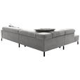 ECKSOFA Grau Cord Rücken echt, Kopfteilverstellung, Sitzvorzug  - Schwarz/Grau, KONVENTIONELL, Textil/Metall (219/311cm) - Hom`in