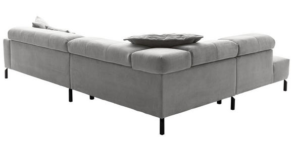 ECKSOFA Grau Cord Rücken echt, Kopfteilverstellung, Sitzvorzug  - Schwarz/Grau, KONVENTIONELL, Textil/Metall (219/311cm) - Hom`in