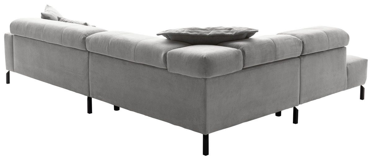 ECKSOFA in Cord Grau  219/311 cm  - Schwarz/Grau, KONVENTIONELL, Textil/Metall (219/311cm) - Hom`in