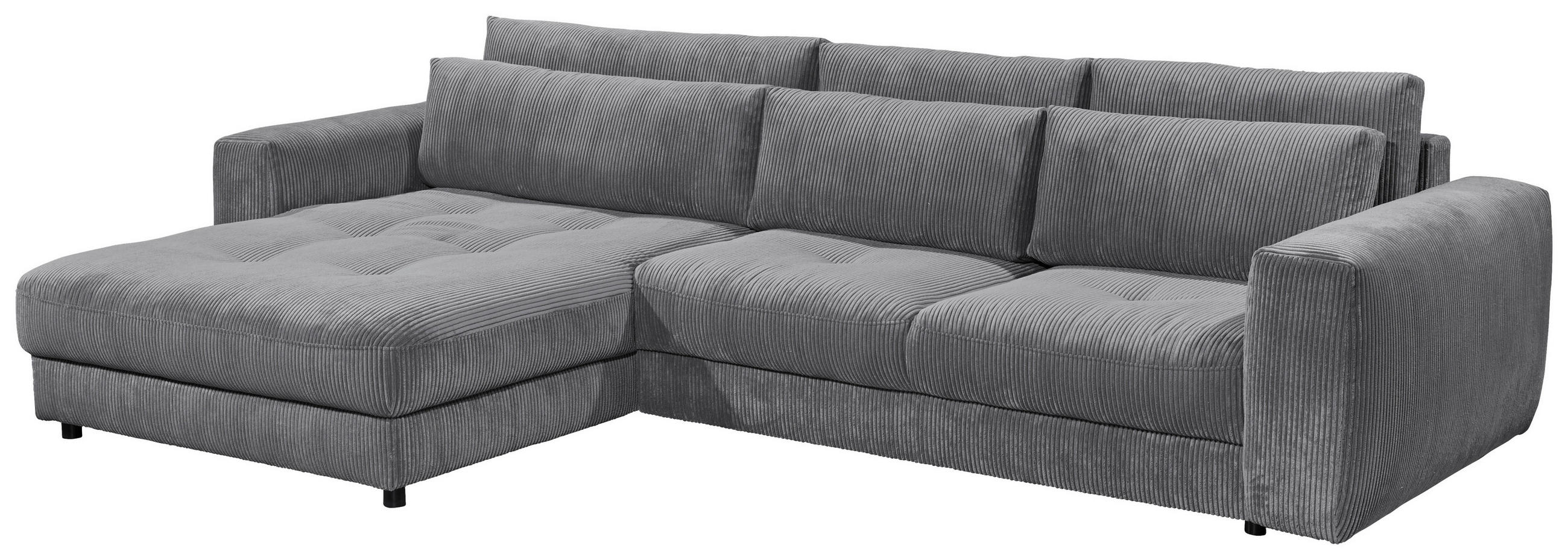 ECKSOFA Anthrazit Cord - Anthrazit/Schwarz, KONVENTIONELL, Kunststoff/Textil (194/333cm) - MID.YOU