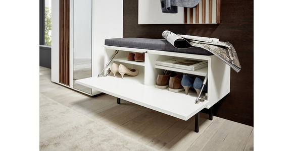 GARDEROBE 195/198/37 cm - Nussbaumfarben/Weiß, Design, Glas/Holz (195/198/37cm) - Ambiente