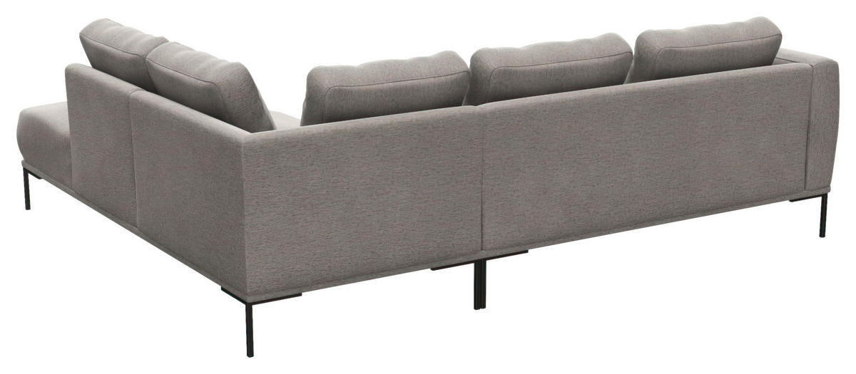 ECKSOFA Grau Webstoff, Flachgewebe  - Schwarz/Grau, Design, Textil/Metall (252/206cm) - Livetastic