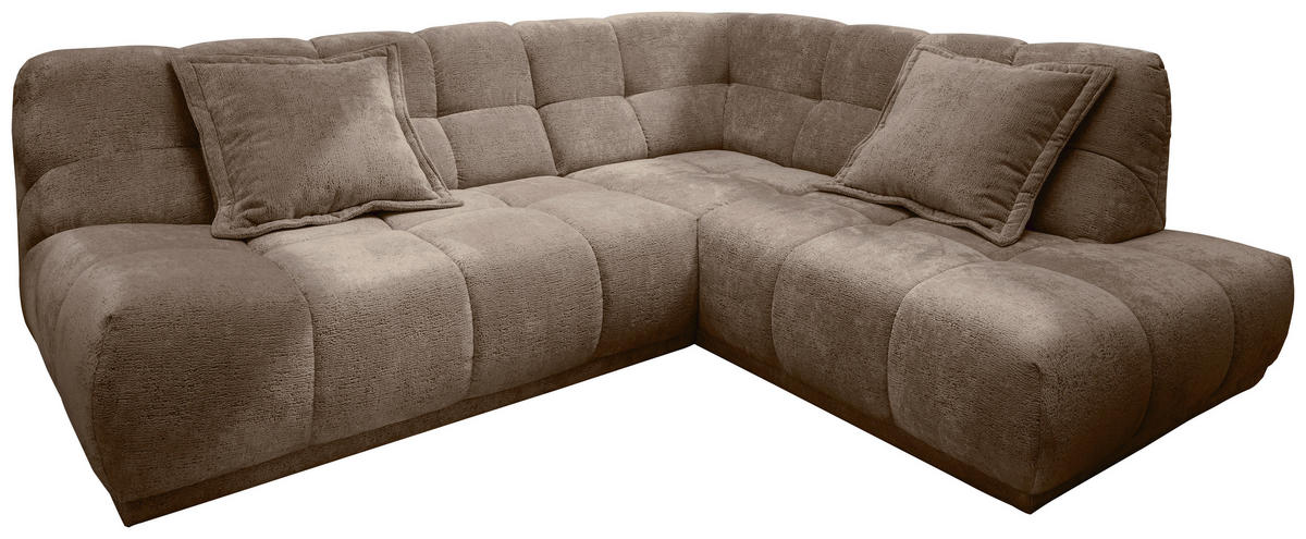ECKSOFA Chenille Braun  - Schwarz/Braun, Modern, Kunststoff/Textil (254/203cm) - Livetastic