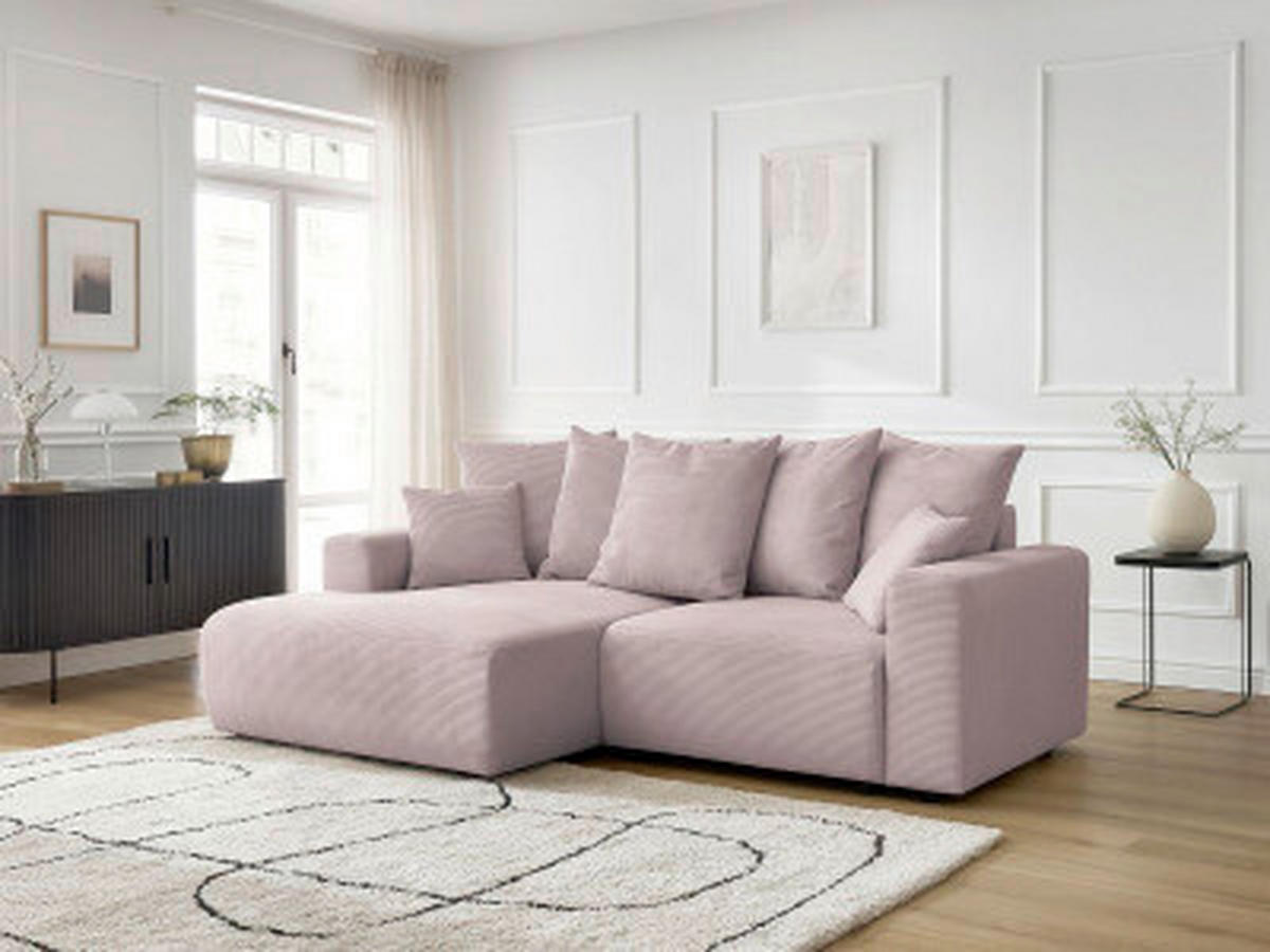 ECKSOFA Ottomane links  ATILLA Lila Cord  - Lila/Schwarz, MODERN, Kunststoff/Textil (149/244cm)