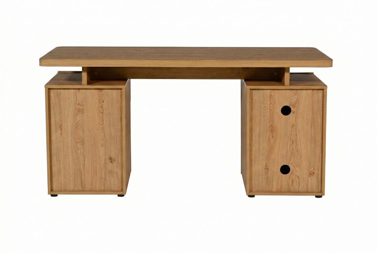 SCHREIBTISCH 150/55/75,5 cm Eichefarben Stauraum, seitenverkehrt montierbar, in verschiedenen Holz-Dekoren erhältlich  - Eichefarben, KONVENTIONELL, Holzwerkstoff (150/55/75,5cm) - MID.YOU