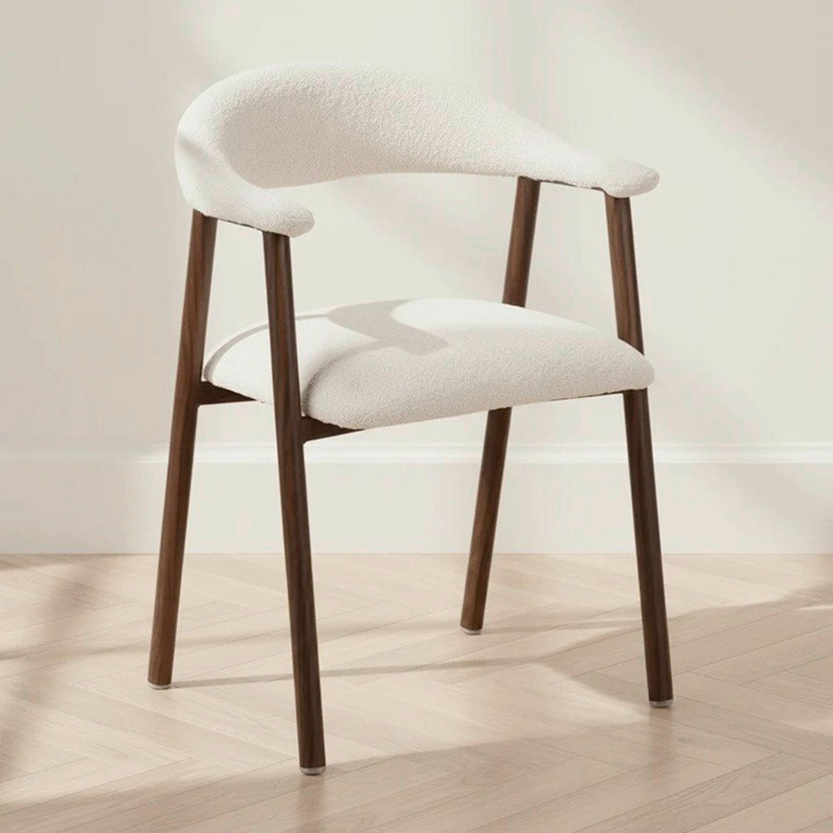 STUHL-SET 2 Stück  in Stahl Bouclé  - Elfenbein, MODERN, Textil/Metall (55/82/55cm) - Livetastic