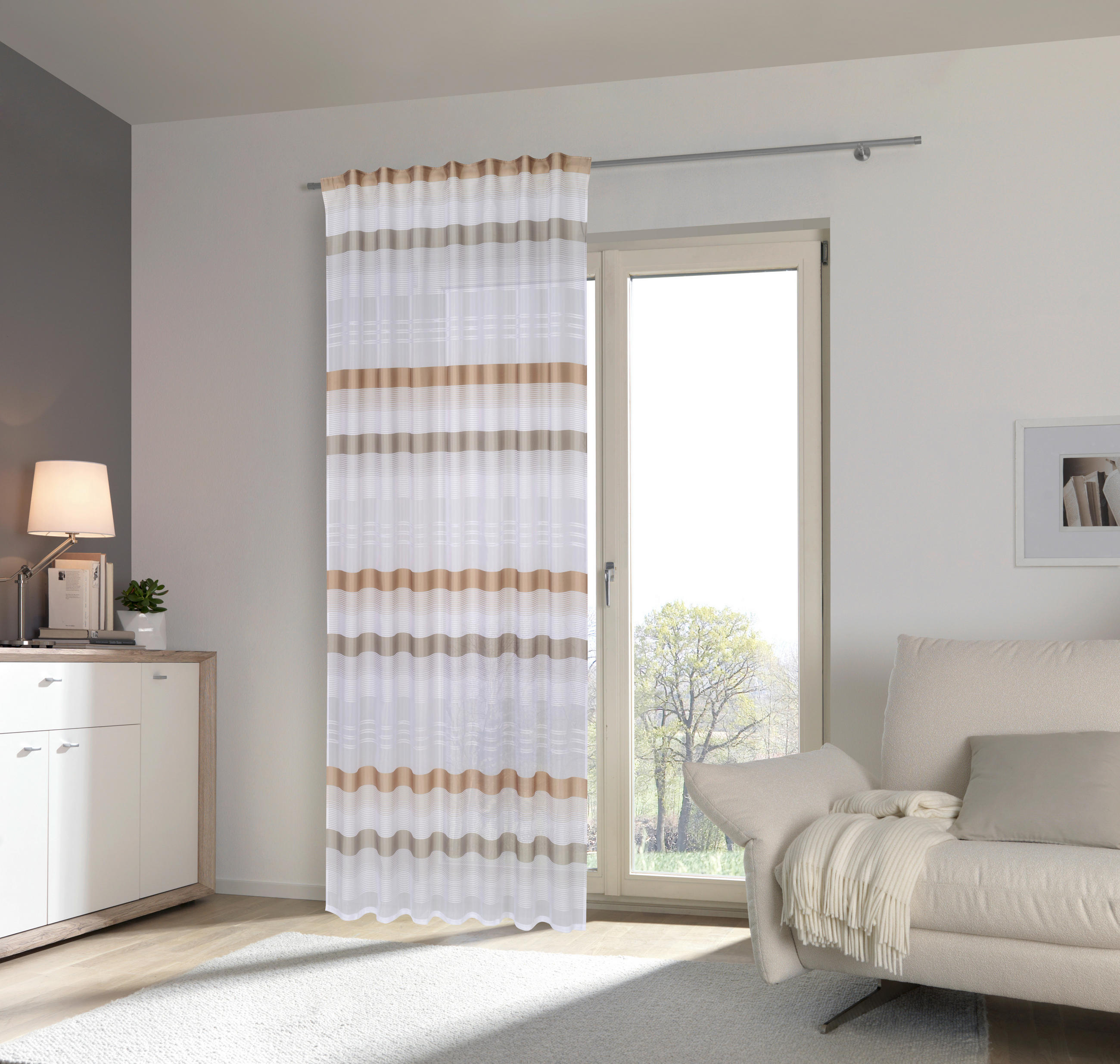 GOTOVA ZAVJESA siva, bež  140/245 cm  - siva/bež, Konvencionalno, tekstil (140/245cm) - Esposa