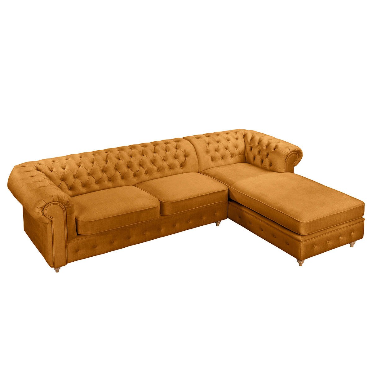 ECKSOFA Laura Bernsteinfarben Mikrofaser  - Bernsteinfarben/Creme, Design, Holz/Textil (284/182cm) - P & B