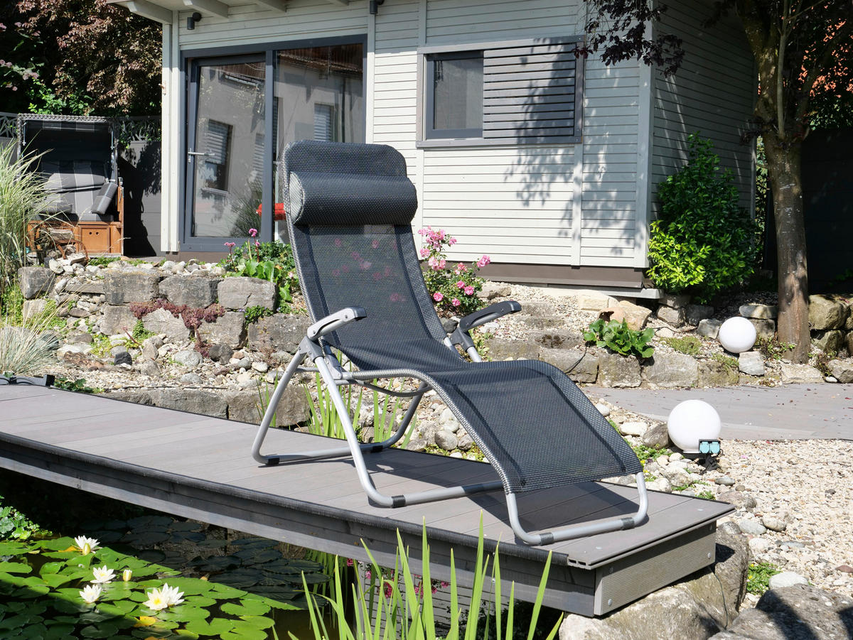 GARTEN-RELAXSESSEL 80/130/70 cm  - Anthrazit, KONVENTIONELL, Kunststoff/Textil (80/130/70cm)