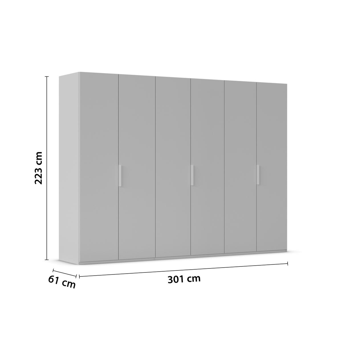 DREHTÜRENSCHRANK 301/223/61 cm,  in Graphitfarben, 6-türig  - Graphitfarben, Basics, Holzwerkstoff/Metall (301/223/61cm) - Novel