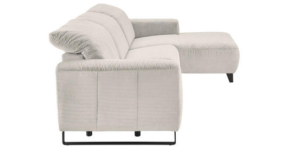 ECKSOFA Creme Cord  - Creme/Schwarz, KONVENTIONELL, Textil/Metall (266/180cm) - Hom`in