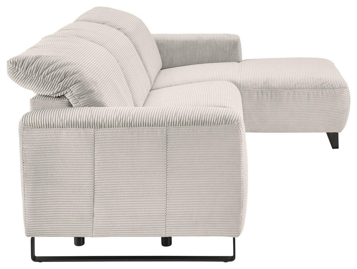 ECKSOFA in Cord Creme  - Creme/Schwarz, Konventionell, Textil/Metall (266/180cm) - Hom`in