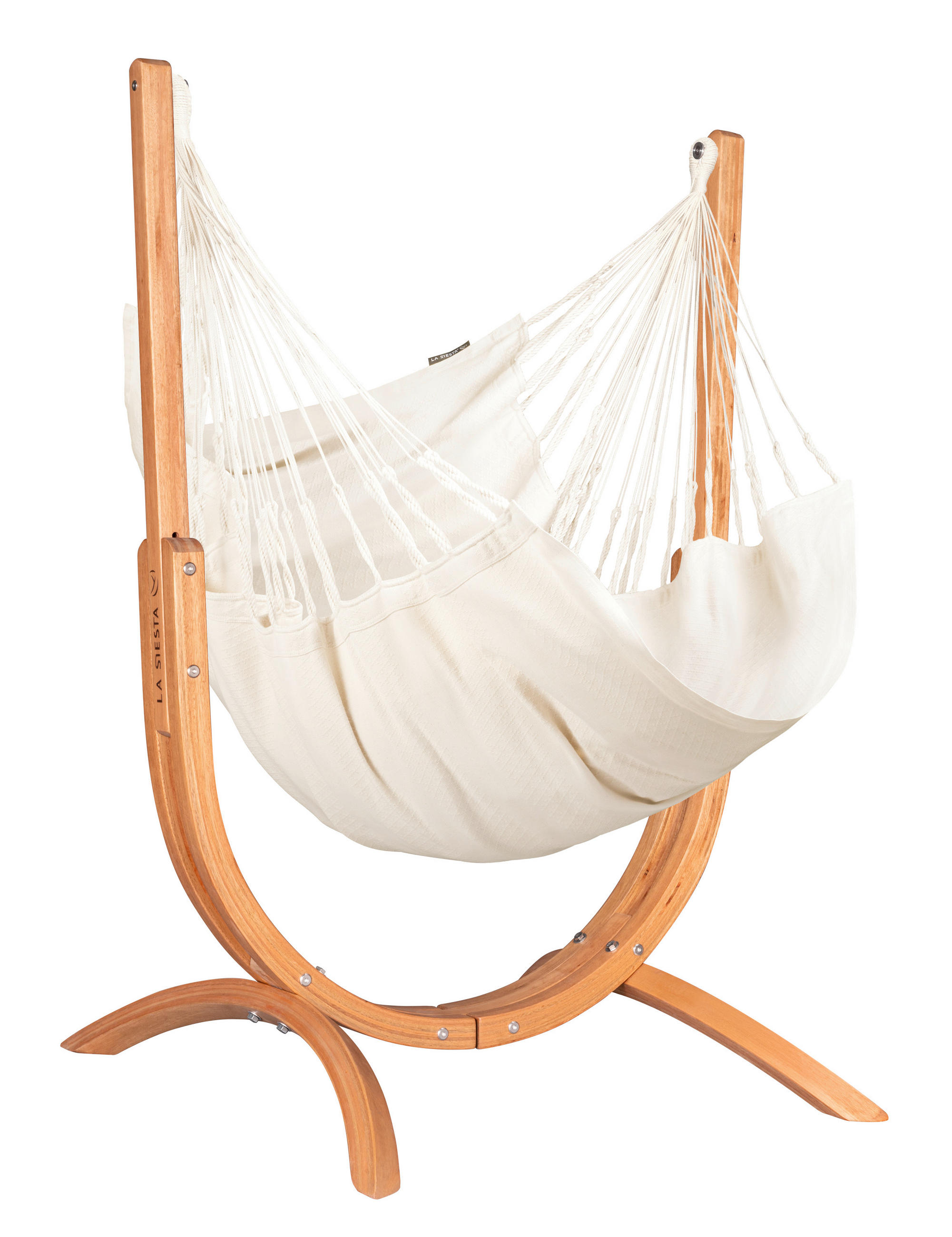 HÄNGEMATTE Naturfaser Weiß  - Eukalyptusholzfarben/Naturfarben, KONVENTIONELL, Holz/Textil (100/152/92cm) - La Siesta