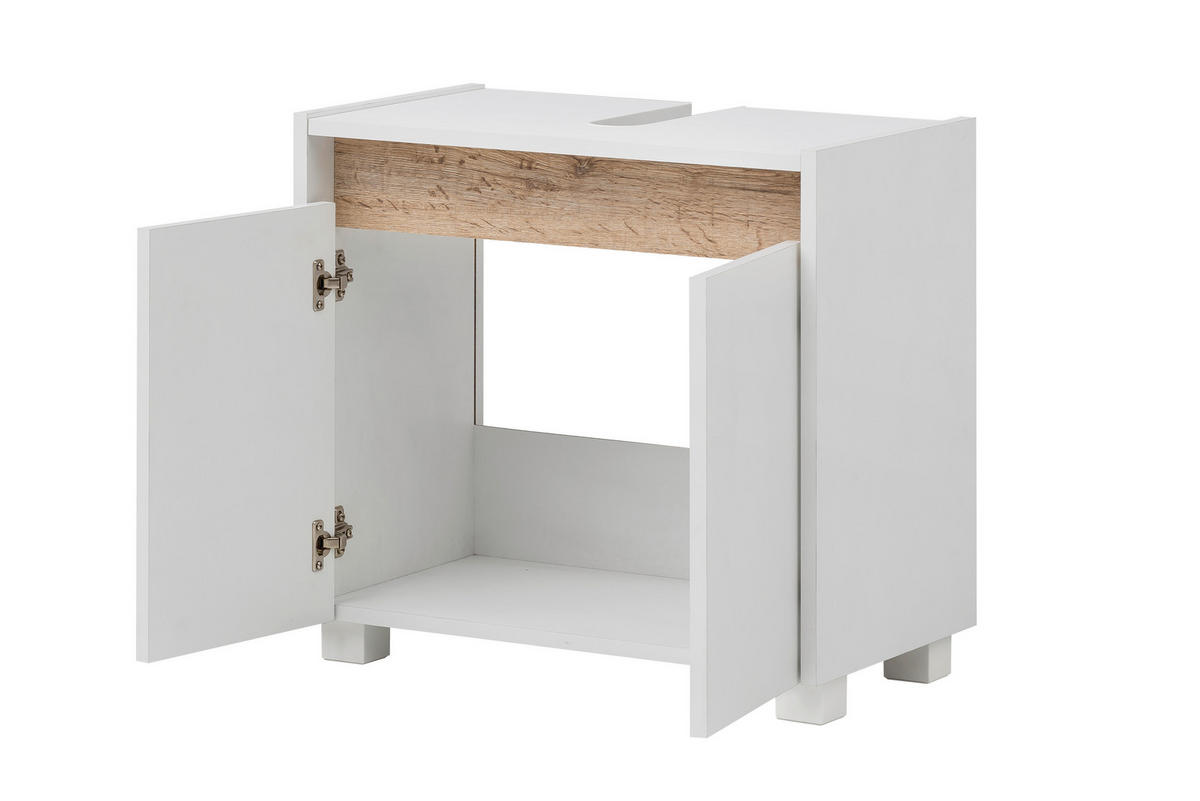 WASCHBECKENUNTERSCHRANK 57/54,6/33 cm  - Eichefarben/Silberfarben, MODERN, Holzwerkstoff/Kunststoff (57/54,6/33cm) - home24