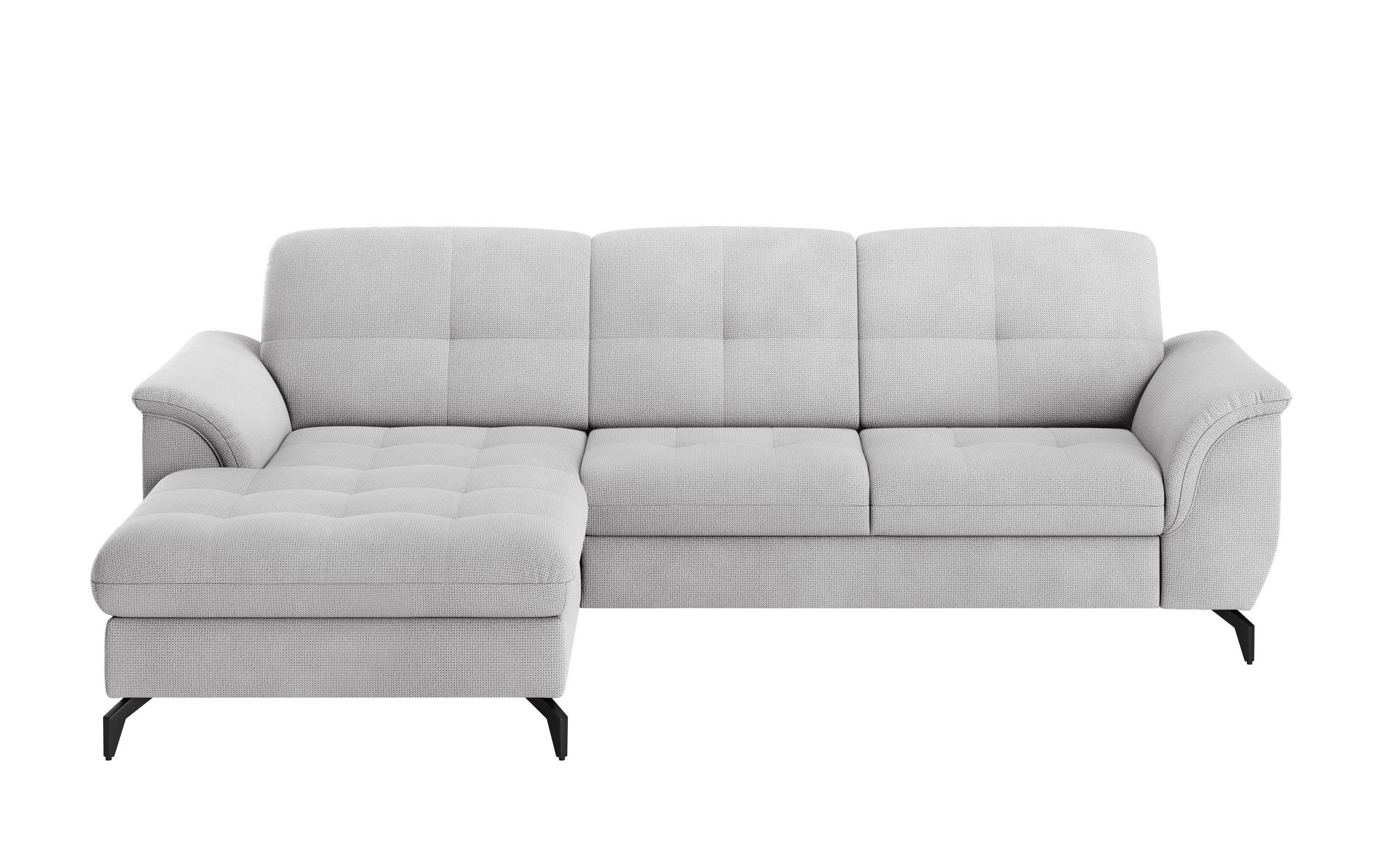 ECKSOFA in Flachgewebe Silberfarben  - Silberfarben/Schwarz, Modern, Textil/Metall (164/262cm) - Sit & More