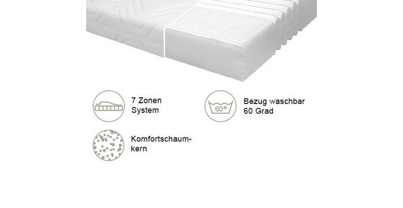 KOMFORTSCHAUMMATRATZE 120/200 cm  - Weiß, Basics, Textil (120/200cm) - Sleeptex