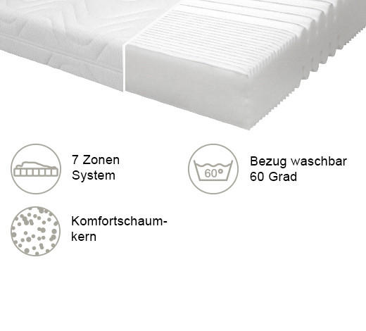 KOMFORTSCHAUMMATRATZE 100/200 cm Höhe ca. 17 cm  - Weiß, Basics, Textil (100/200cm) - Boxxx