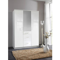 RUHÁSSZEKRÉNY fehér, magasfényű fehér, ezüstszínű  - krómszínű/ezüstszínű, Basics, faalapú anyag (135/199/58cm) - MID.YOU
