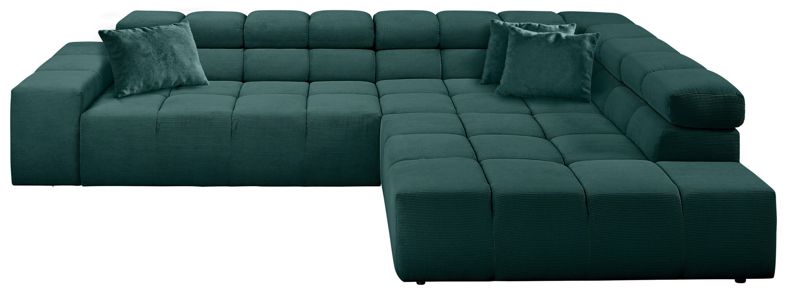 ECKSOFA Dunkelgrün Feincord  - Dunkelgrün/Schwarz, Design, Kunststoff/Textil (319/215cm) - Hom`in