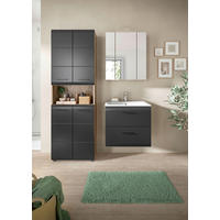 BADEZIMMER 3-teilig  in 120 cm  - Eiche dunkel/Schwarz, Basics, Keramik/Holzwerkstoff (120cm) - MID.YOU