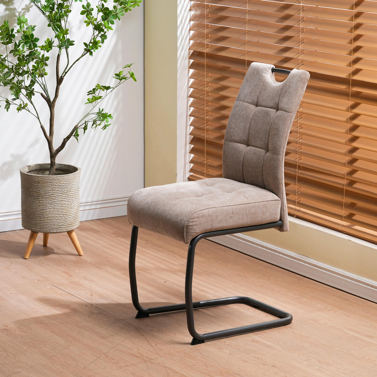 SCHWINGSTUHL   Mikrofaser  - Dunkelgrau/Beige, MODERN, Textil/Metall (44/95/61cm) - MID.YOU