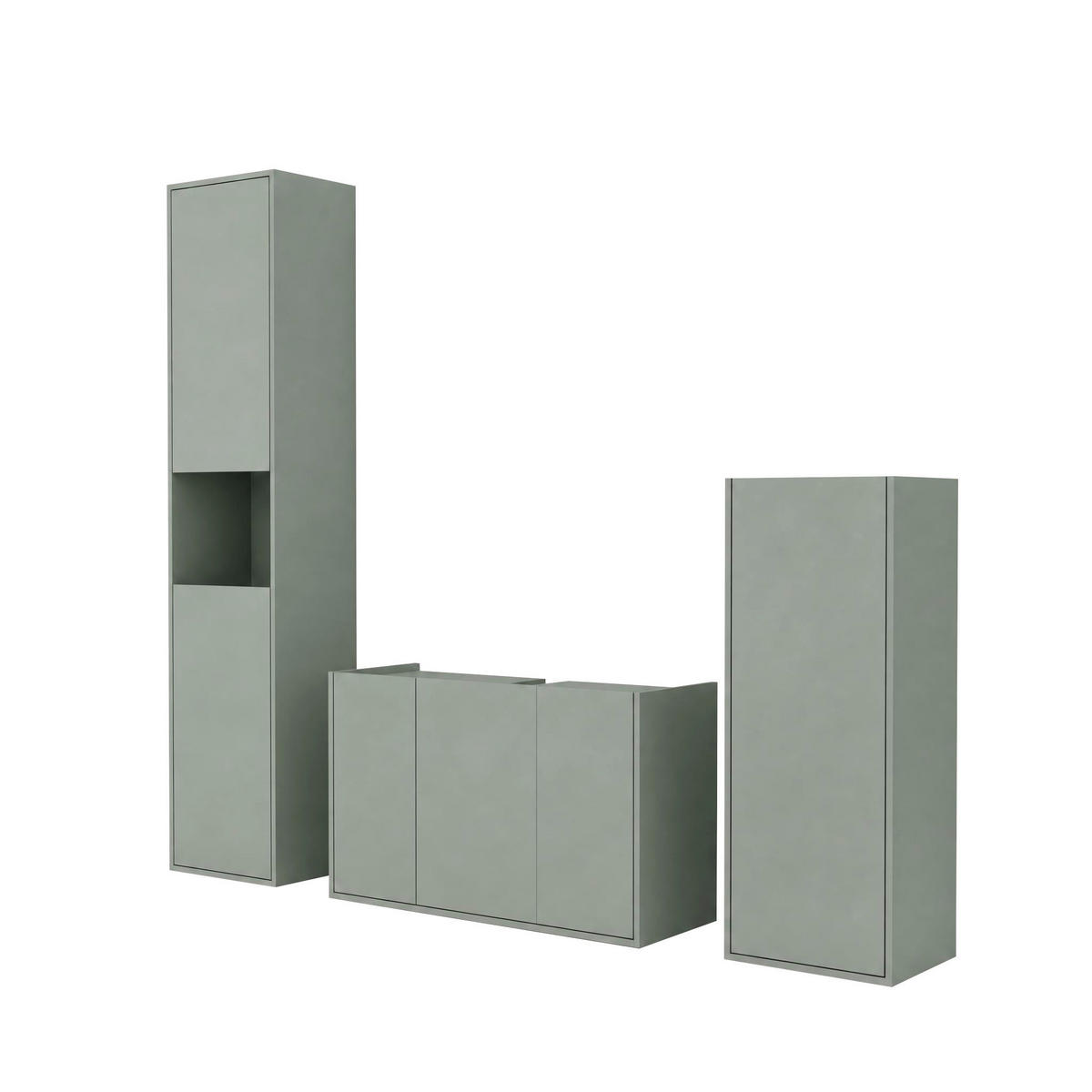 WASCHBECKENUNTERSCHRANK 98/62/35 cm  - Schilfgrün/Schwarz, Trend, Holzwerkstoff/Kunststoff (98/62/35cm) - MID.YOU