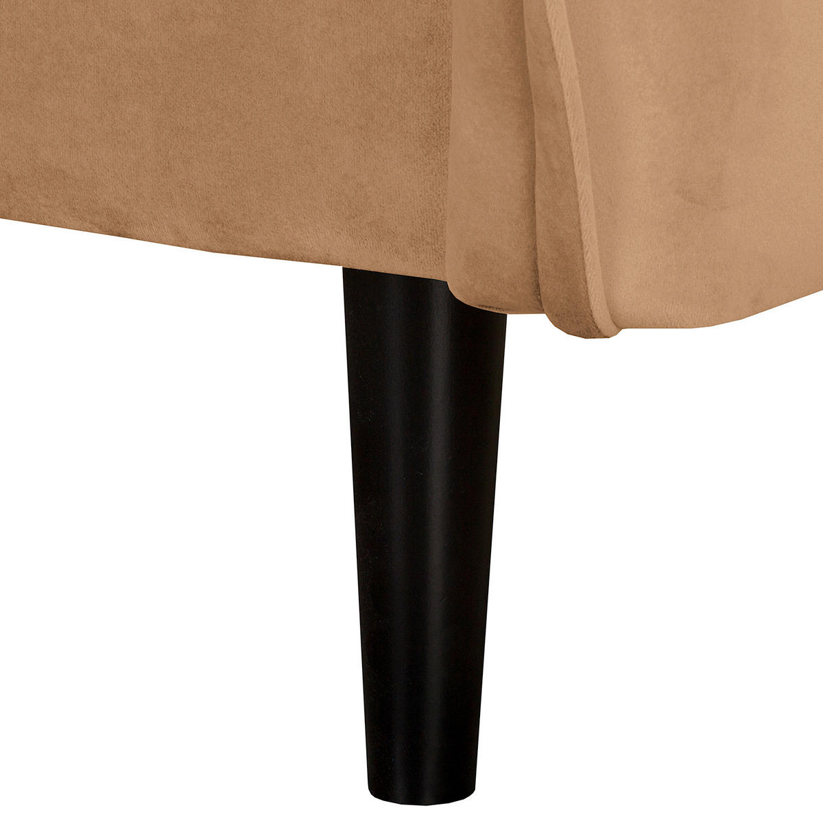 3-SITZER-SOFA JULI Samt Hellbraun  - Hellbraun/Schwarz, Design, Holz/Textil (203/86/100cm) - P & B