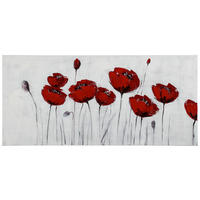 ÖLGEMÄLDE Blumen 120/55 cm  - Rot/Weiß, LIFESTYLE, Holz/Textil (120/55cm) - Monee