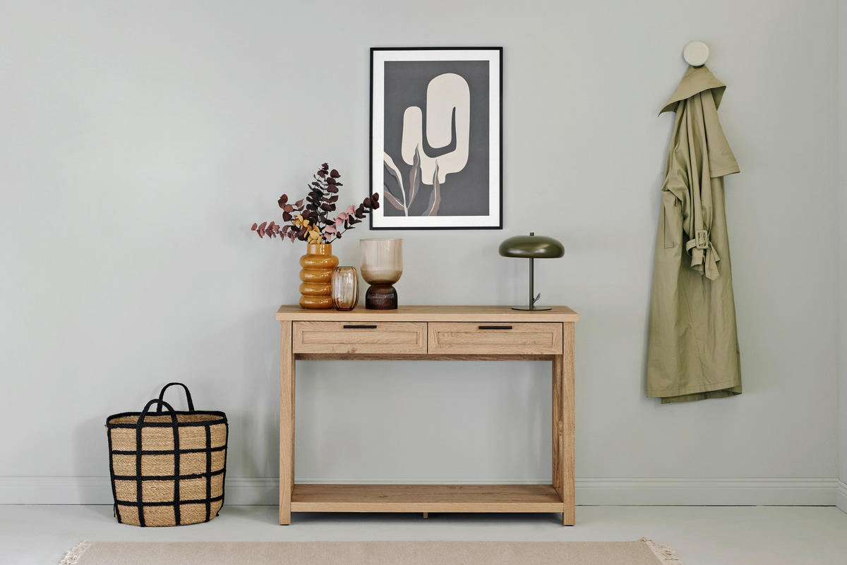 KONSOLENTISCH Eichefarben  - Eichefarben/Schwarz, LIFESTYLE, Holzwerkstoff/Metall (110/34/77cm)