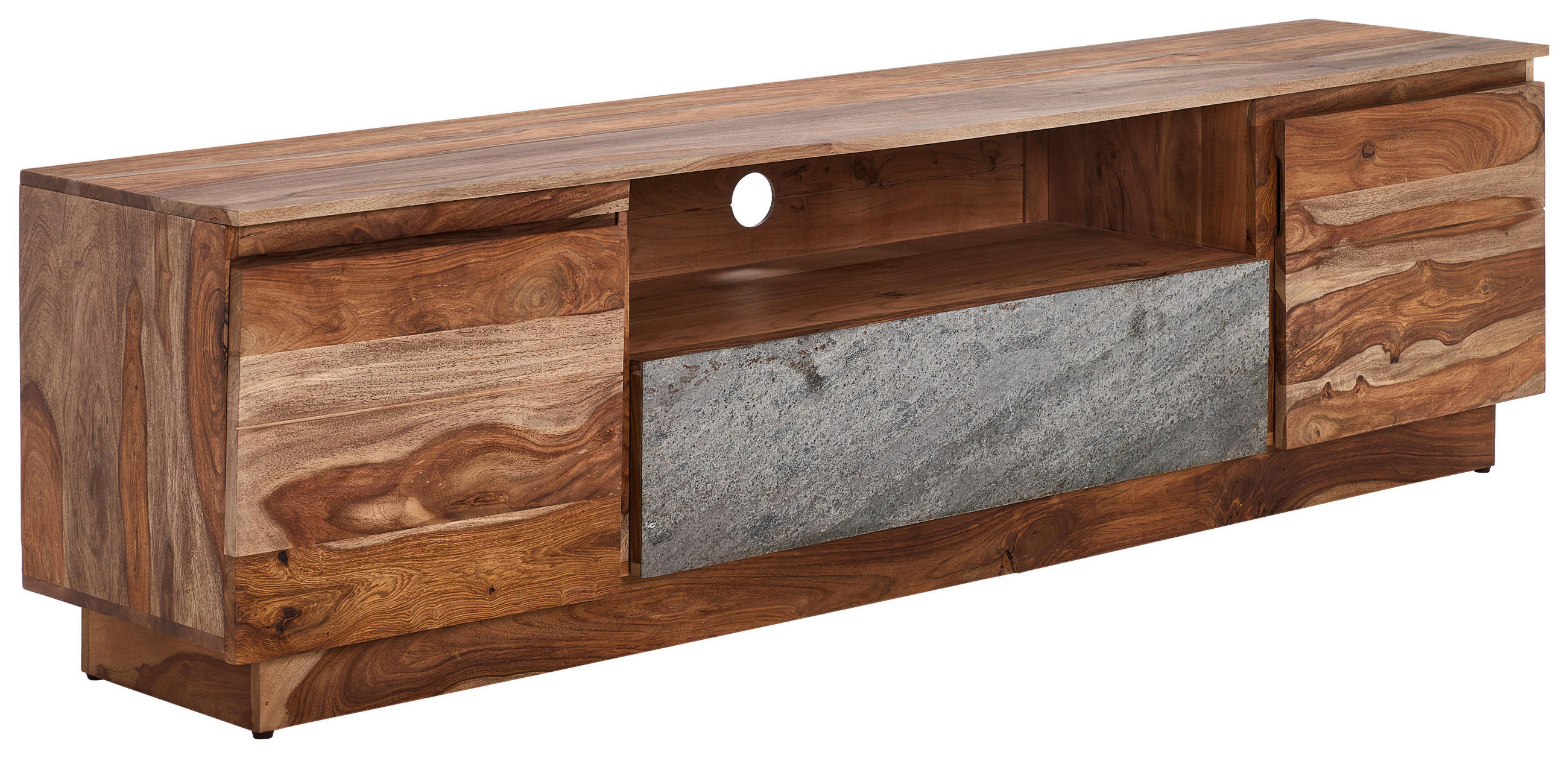 COMODĂ JOASĂ 190/53/41 cm  - culoare natur/gri, Design, lemn/piatră (190/53/41cm) - Livetastic